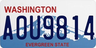 WA license plate AOU9814