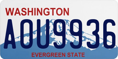 WA license plate AOU9936