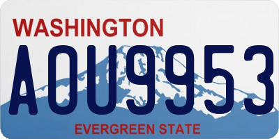 WA license plate AOU9953