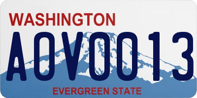 WA license plate AOV0013