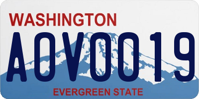 WA license plate AOV0019