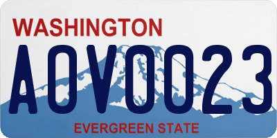 WA license plate AOV0023