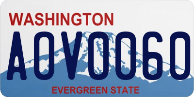 WA license plate AOV0060