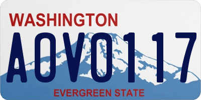WA license plate AOV0117