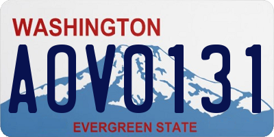 WA license plate AOV0131