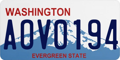 WA license plate AOV0194