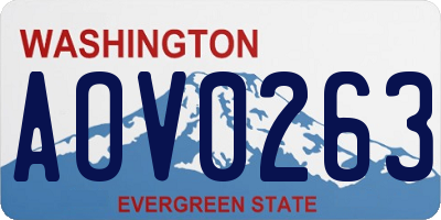WA license plate AOV0263