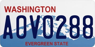 WA license plate AOV0288