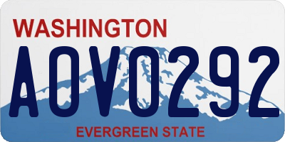 WA license plate AOV0292