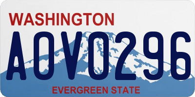 WA license plate AOV0296