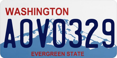 WA license plate AOV0329