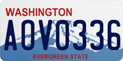 WA license plate AOV0336
