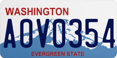 WA license plate AOV0354