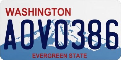 WA license plate AOV0386