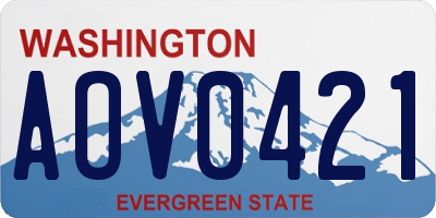 WA license plate AOV0421