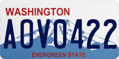 WA license plate AOV0422