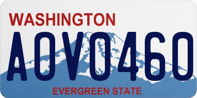 WA license plate AOV0460