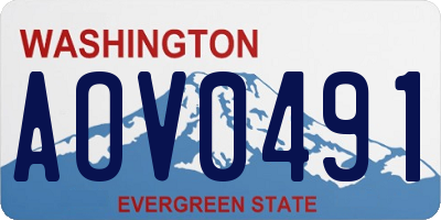 WA license plate AOV0491
