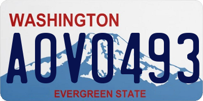 WA license plate AOV0493