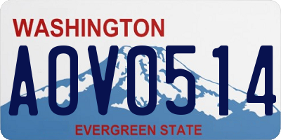WA license plate AOV0514