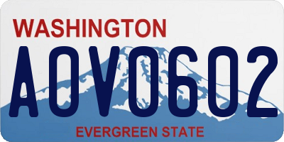 WA license plate AOV0602