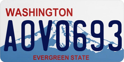 WA license plate AOV0693