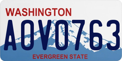 WA license plate AOV0763