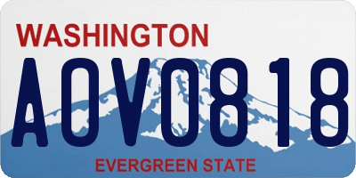 WA license plate AOV0818