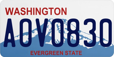WA license plate AOV0830