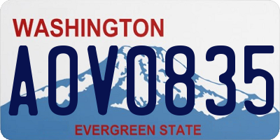 WA license plate AOV0835