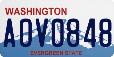 WA license plate AOV0848