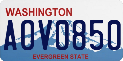 WA license plate AOV0850