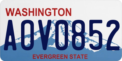 WA license plate AOV0852