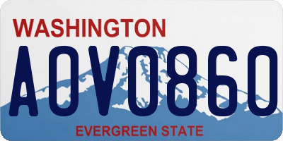 WA license plate AOV0860