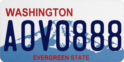 WA license plate AOV0888