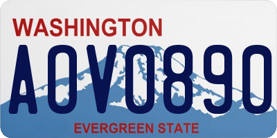 WA license plate AOV0890