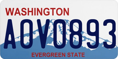 WA license plate AOV0893