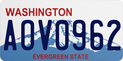 WA license plate AOV0962
