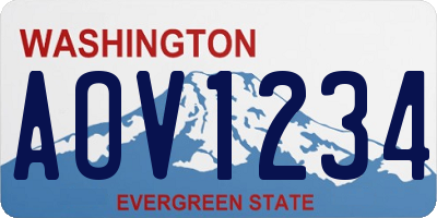 WA license plate AOV1234
