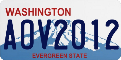 WA license plate AOV2012