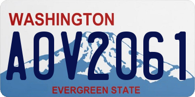 WA license plate AOV2061