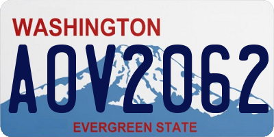 WA license plate AOV2062