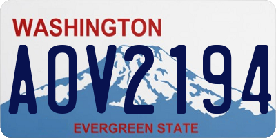 WA license plate AOV2194
