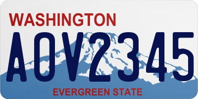 WA license plate AOV2345