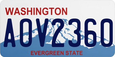 WA license plate AOV2360