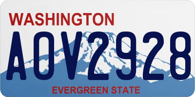 WA license plate AOV2928