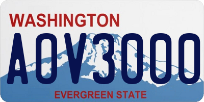WA license plate AOV3000