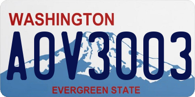 WA license plate AOV3003