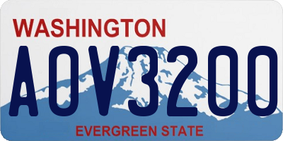 WA license plate AOV3200