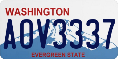 WA license plate AOV3337